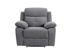 The Caro electric recliner armchair in stylish grey fabric, showcasing its powered reclining mechanism for single-seat comfort.