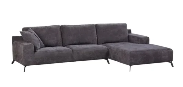 Modern Firago Corner Sofa with silicone-filled cushions and metal legs, available in left or right-hand configurations.